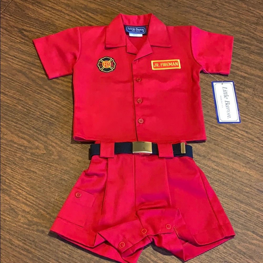 NWT Little Baron Jr.  Fireman shorts set 12 mths